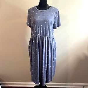 Blue gray Polk dot dress